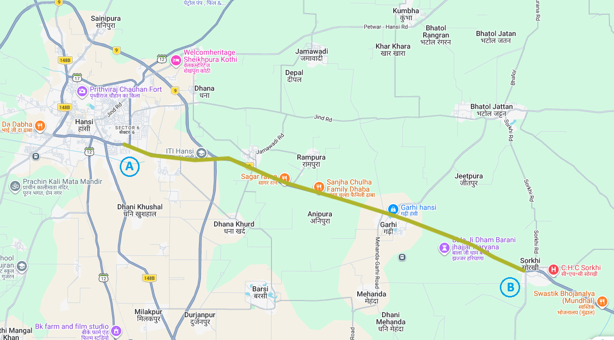 Hansi to Sorkhi (NH-9) - 14.00KM